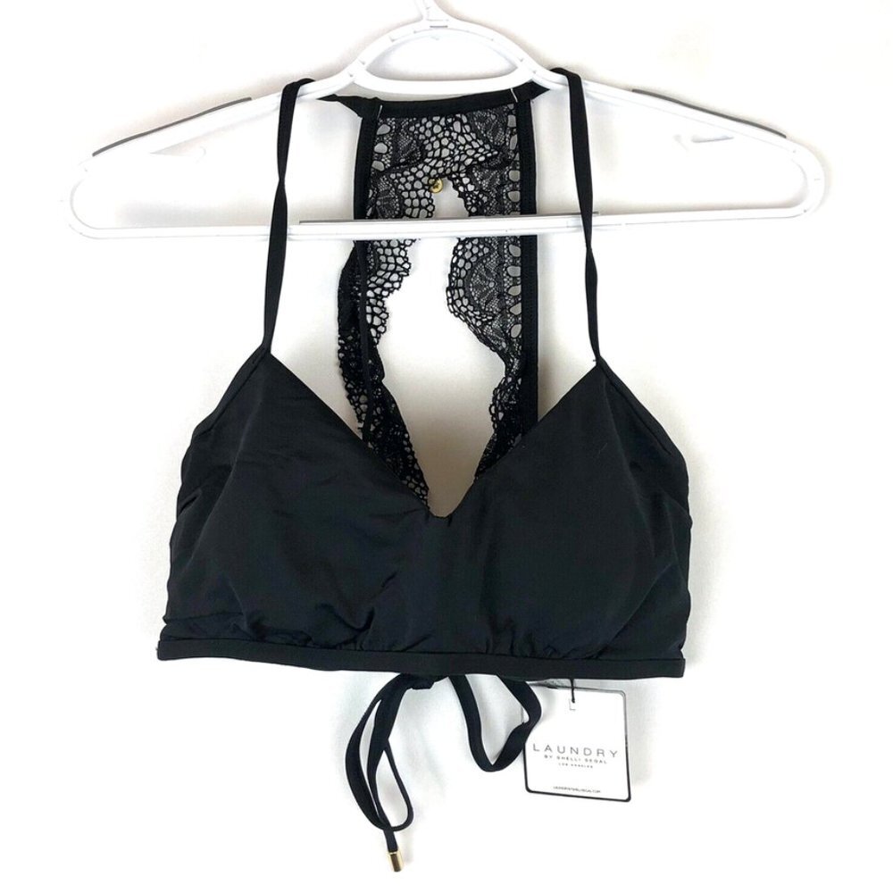 Laundry by Shelli Seagal Women’s Black Scallop Lace Bikini Top, Size Large
